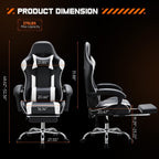 Ergonomischer Gaming-Sessel aus PU-Leder mit 360°-Drehfunktion, Fußstütze, Kopfstütze, Lendenwirbelstütze und verstellbarer Höhe