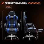 Ergonomischer Gaming-Sessel aus PU-Leder mit 360°-Drehfunktion, Fußstütze, Kopfstütze, Lendenwirbelstütze und verstellbarer Höhe