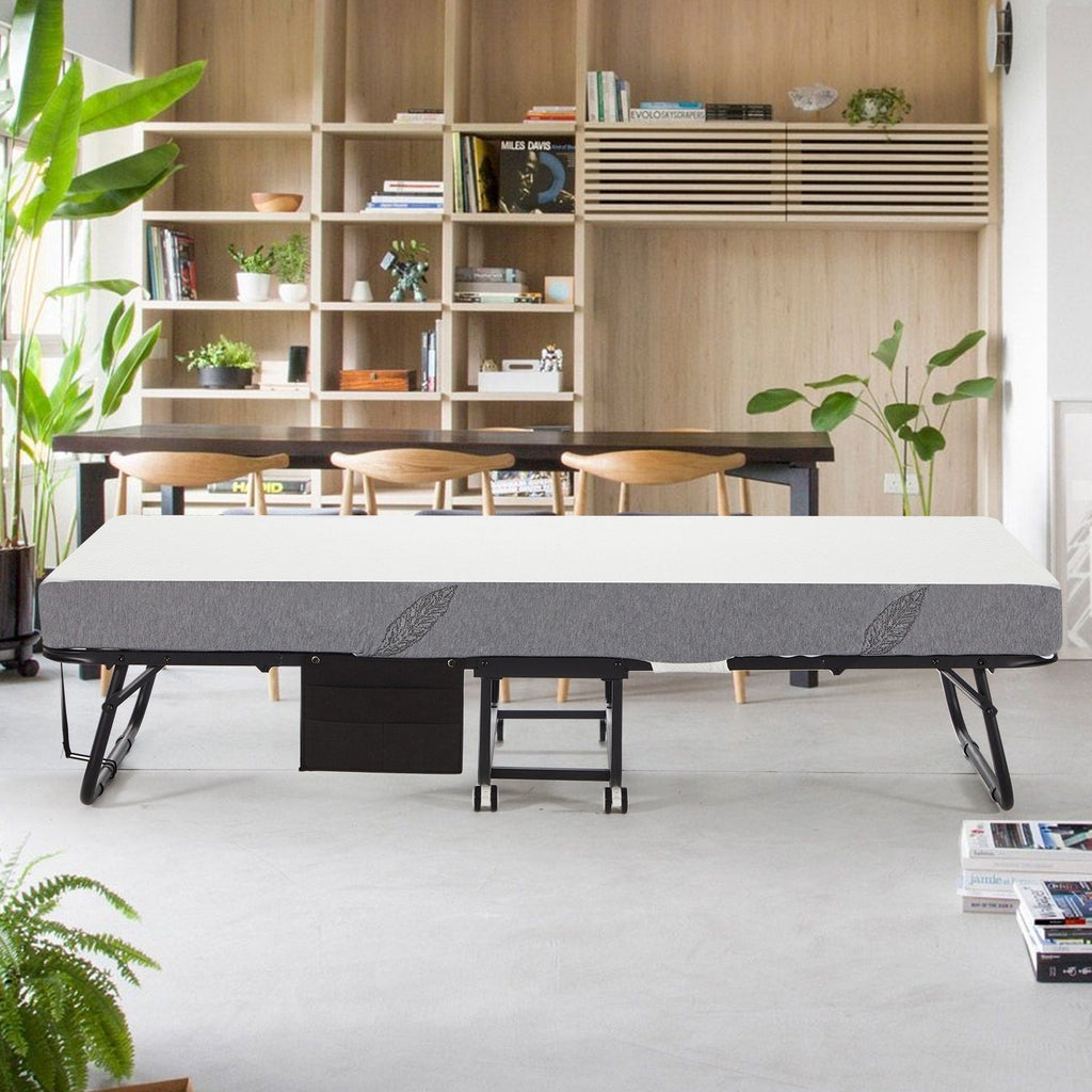 Erommey Klappbett mit Memory-Schaum-Matratze: Tragbares, faltbares Gästebett für Erwachsene mit luxuriöser 12,7 cm dicker Memory-Schaum-Matratze