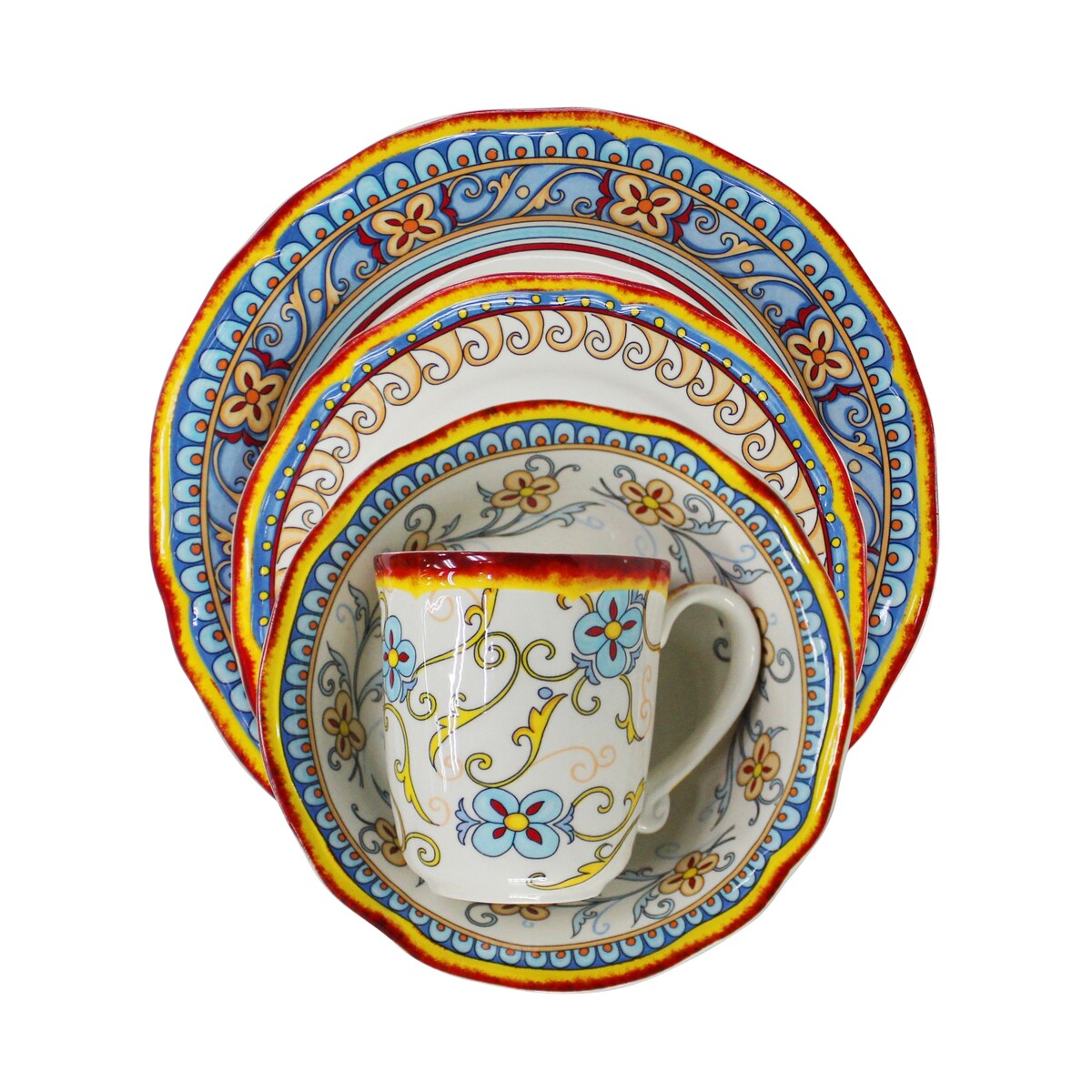 Euro Ceramica Duomo 16-teiliges Geschirrset (Service für 4 Personen) – italienischer Stil