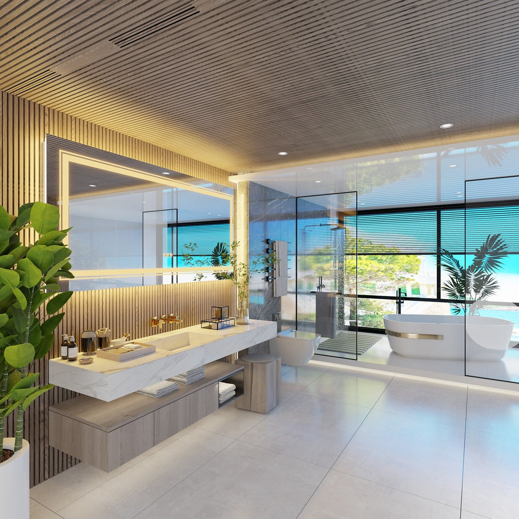 Extra großer LED-beleuchteter Wand-Waschtischspiegel mit Antibeschlagbeschichtung, 3 Farben