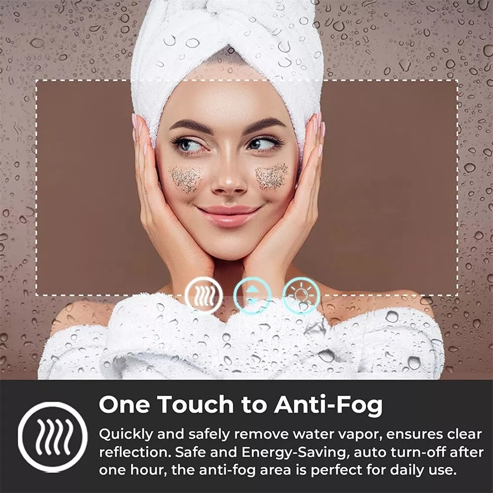 Extra großer LED-beleuchteter Wand-Waschtischspiegel mit Antibeschlagbeschichtung, 3 Farben