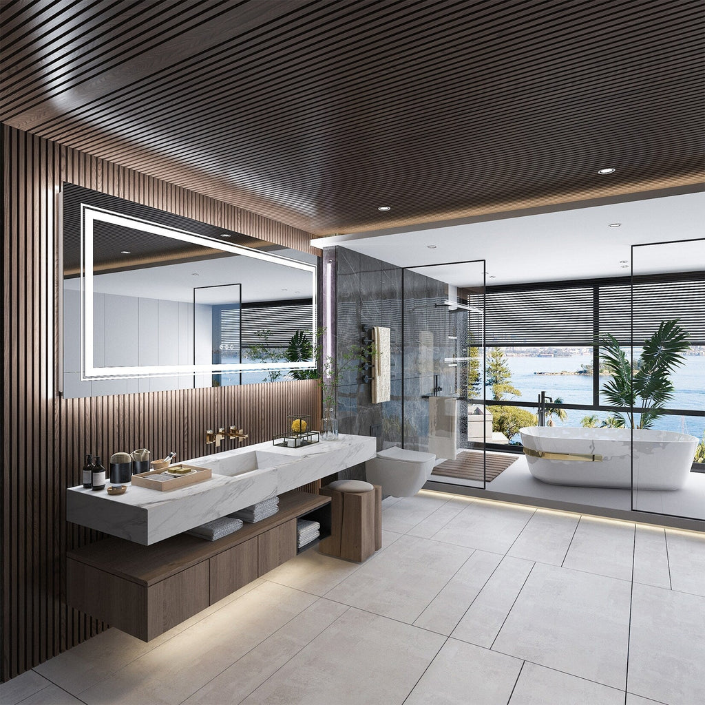 Extra großer LED-beleuchteter Wand-Waschtischspiegel mit Antibeschlagbeschichtung, 3 Farben