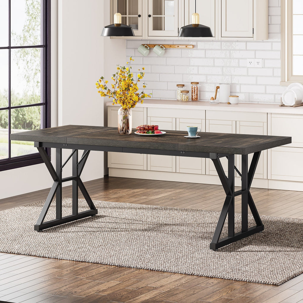 Esstisch im Landhausstil für 6 Personen, 70,8 Zoll (180 cm) rechteckiger Küchentisch aus Holz