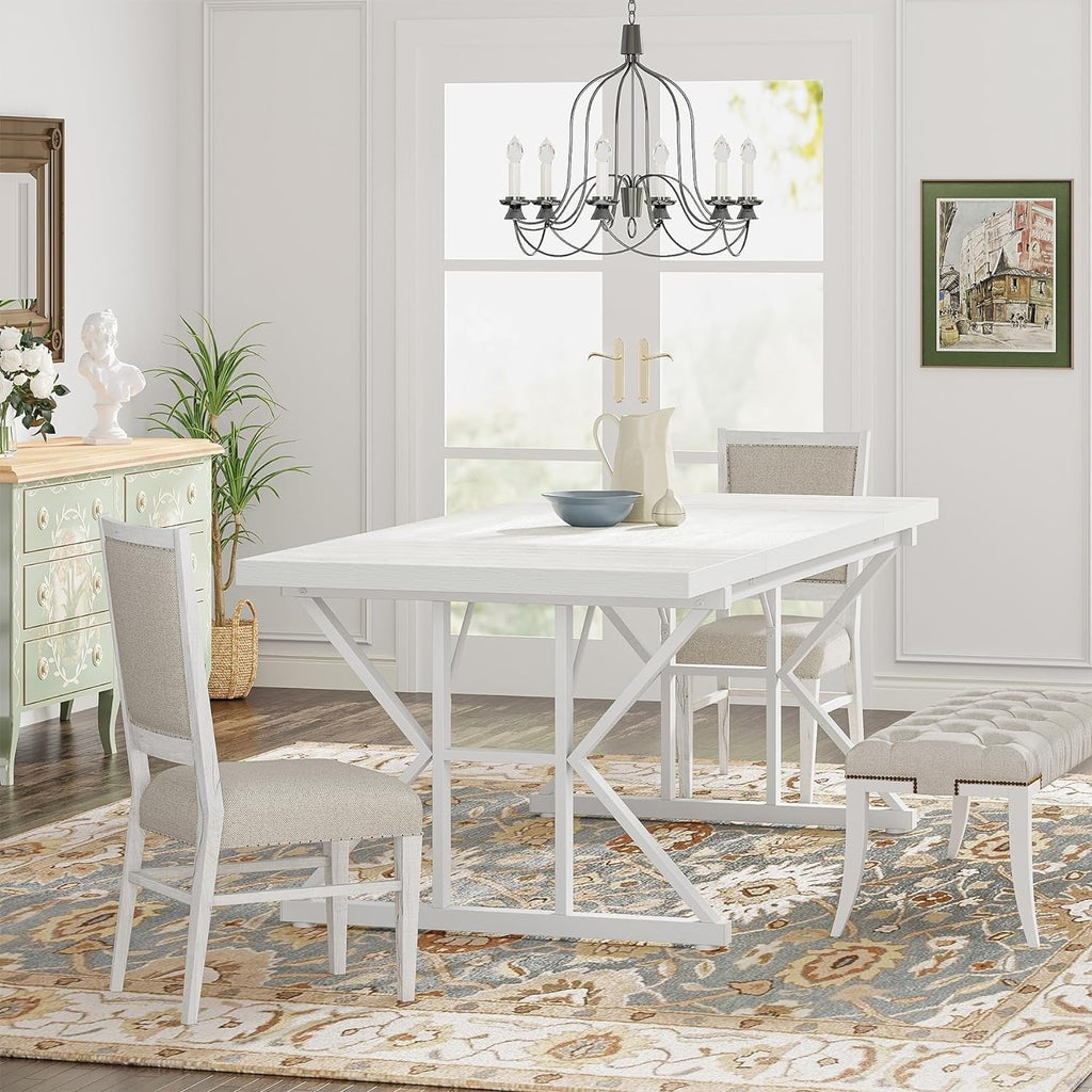 Esstisch im Landhausstil für 6 Personen, 70,8 Zoll (180 cm) rechteckiger Küchentisch aus Holz