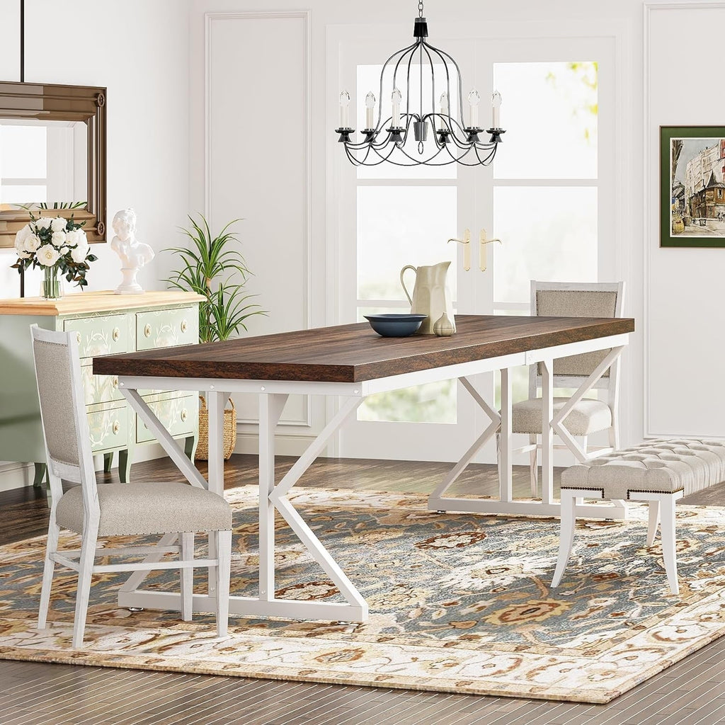 Esstisch im Landhausstil für 6 Personen, 70,8 Zoll (180 cm) rechteckiger Küchentisch aus Holz