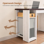 Landhaus-Schreibtisch für das Homeoffice, Aktenschublade, Monitorständer, Steckdose