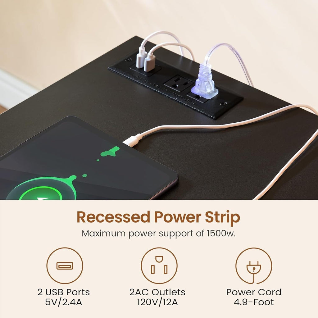 Landhaus-Schreibtisch für das Homeoffice, Aktenschublade, Monitorständer, Steckdose