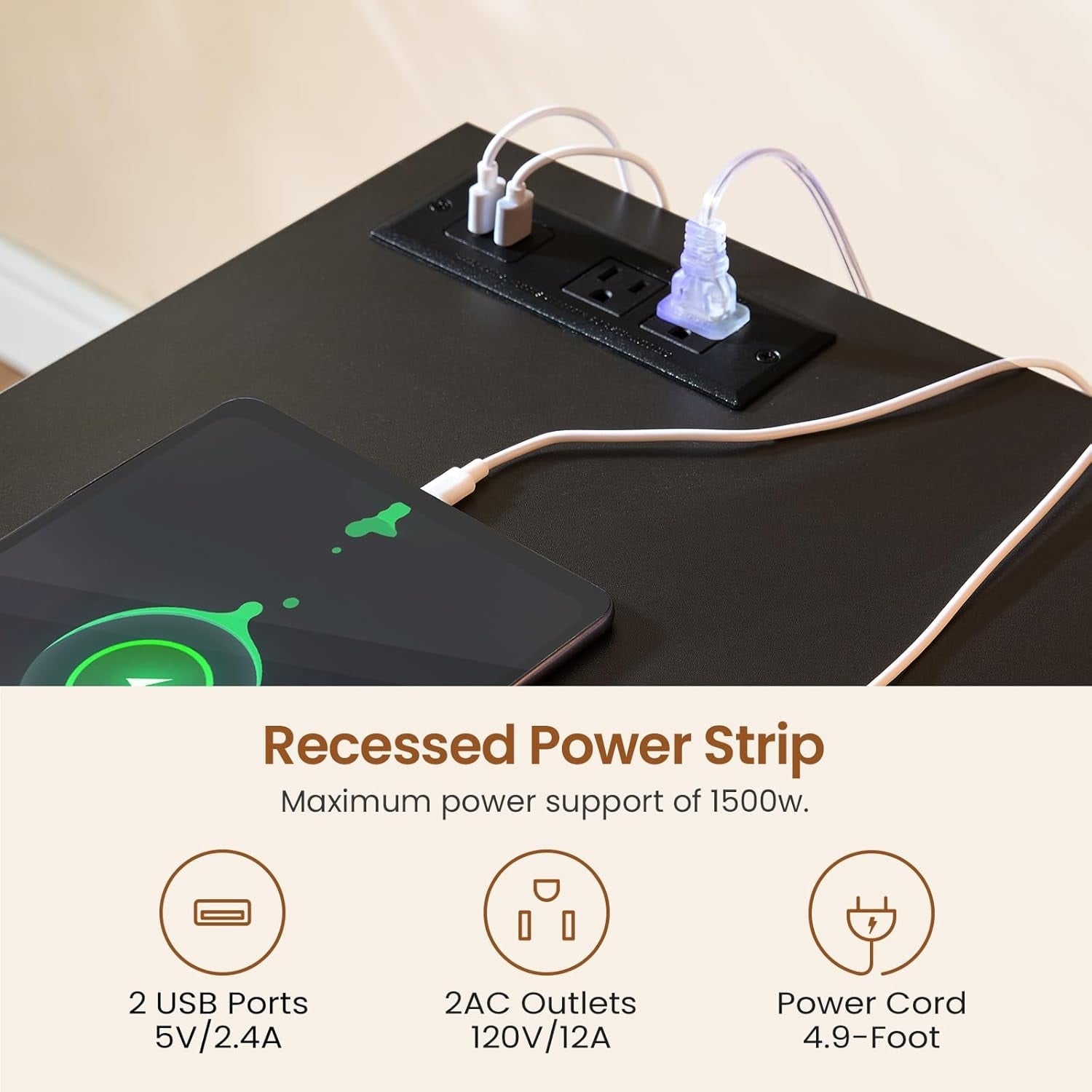 Landhaus-Schreibtisch für das Homeoffice, Aktenschublade, Monitorständer, Steckdose