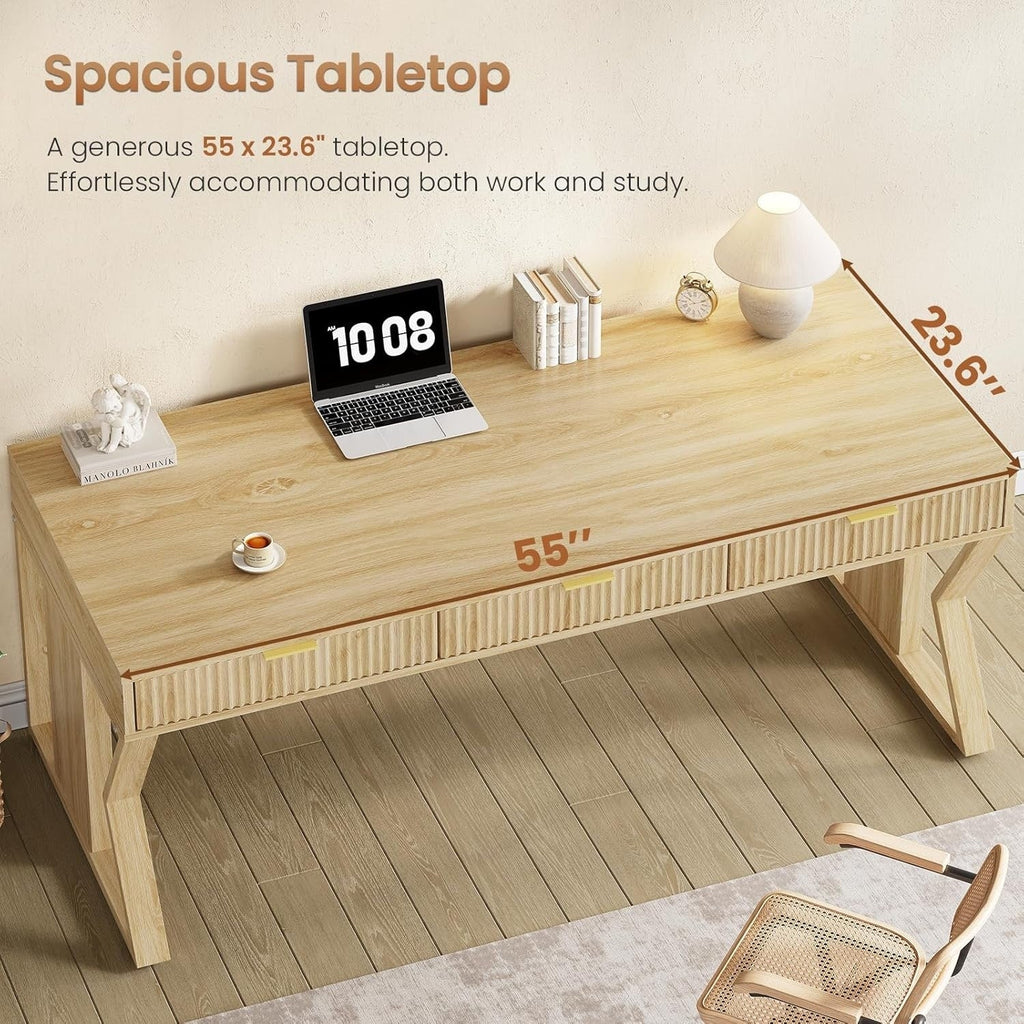 Landhaus-Schreibtisch für das Homeoffice, Aktenschublade, Monitorständer, Steckdose