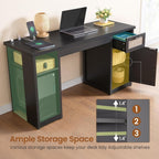 Landhaus-Schreibtisch für das Homeoffice, Aktenschublade, Monitorständer, Steckdose