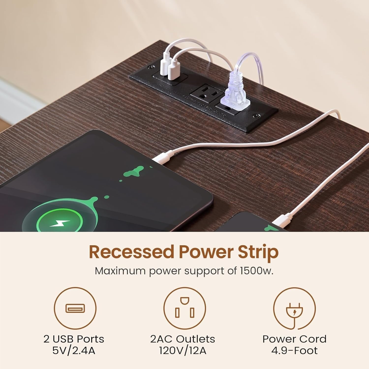 Landhaus-Schreibtisch für das Homeoffice, Aktenschublade, Monitorständer, Steckdose