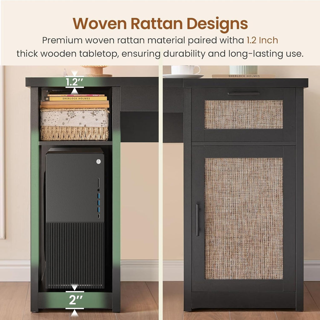 Landhaus-Schreibtisch für das Homeoffice, Aktenschublade, Monitorständer, Steckdose