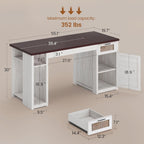 Landhaus-Schreibtisch für das Homeoffice, Aktenschublade, Monitorständer, Steckdose