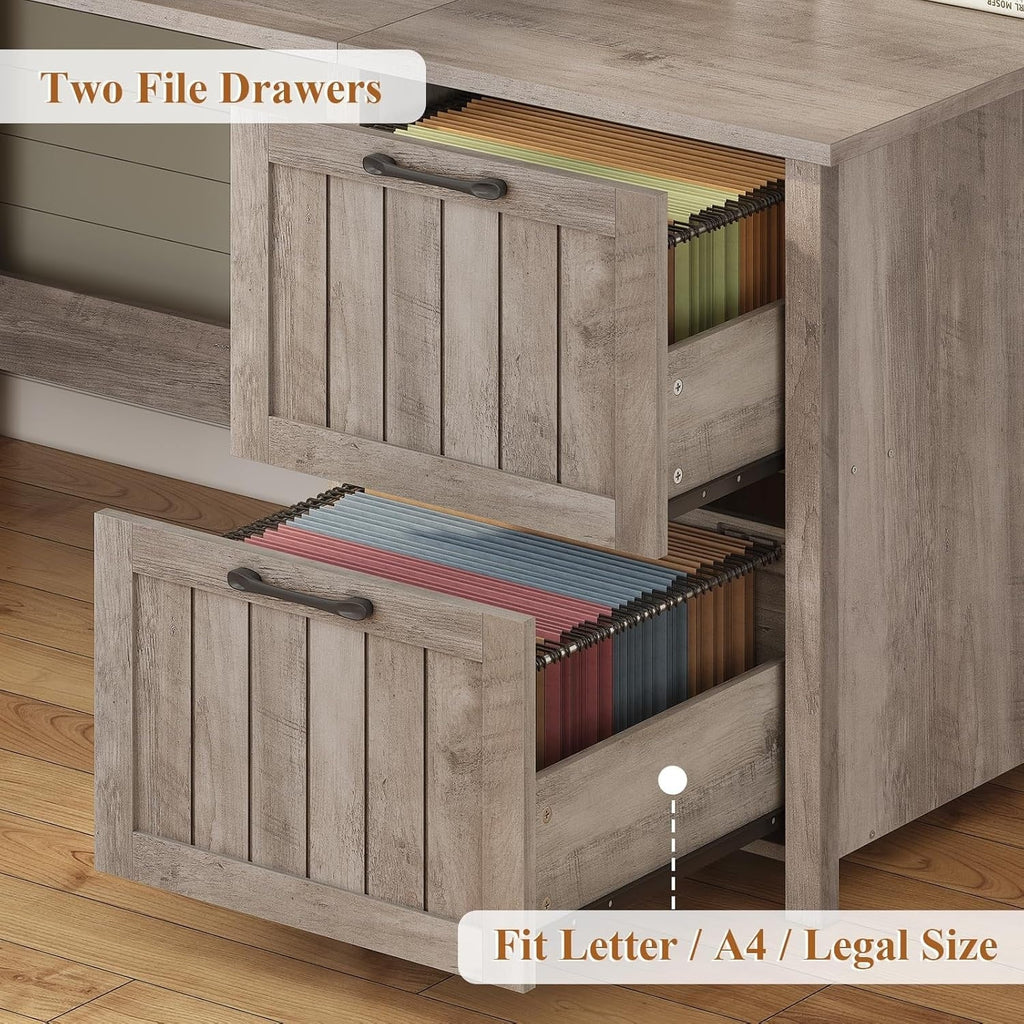 Landhaus-Schreibtisch für das Homeoffice, Aktenschublade, Monitorständer, Steckdose