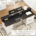 Landhaus-Schreibtisch für das Homeoffice, Aktenschublade, Monitorständer, Steckdose