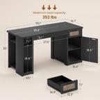 Landhaus-Schreibtisch für das Homeoffice, Aktenschublade, Monitorständer, Steckdose