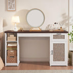 Landhaus-Schreibtisch für das Homeoffice, Aktenschublade, Monitorständer, Steckdose