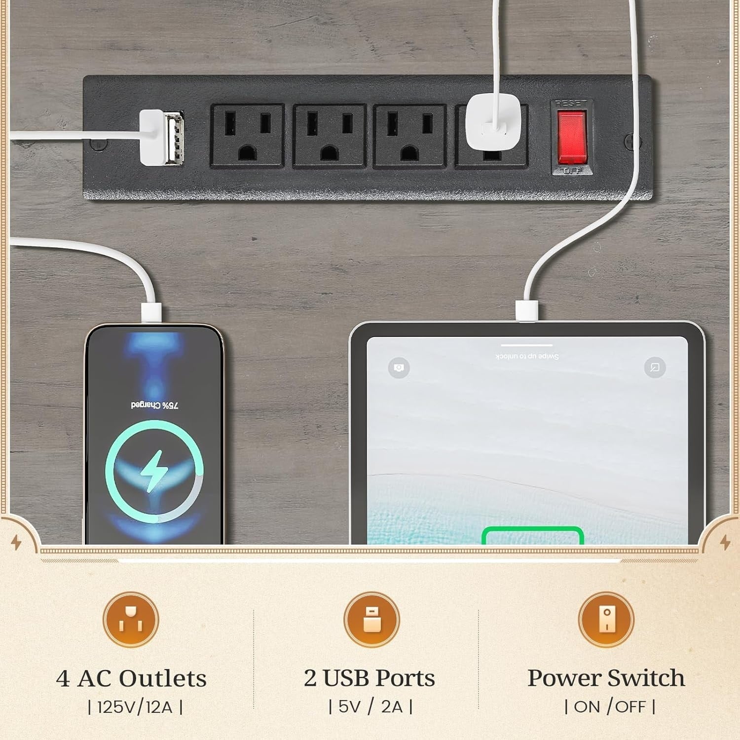 Landhaus-Schreibtisch für das Homeoffice, Aktenschublade, Monitorständer, Steckdose