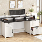 Landhaus-Schreibtisch für das Homeoffice, Aktenschublade, Monitorständer, Steckdose