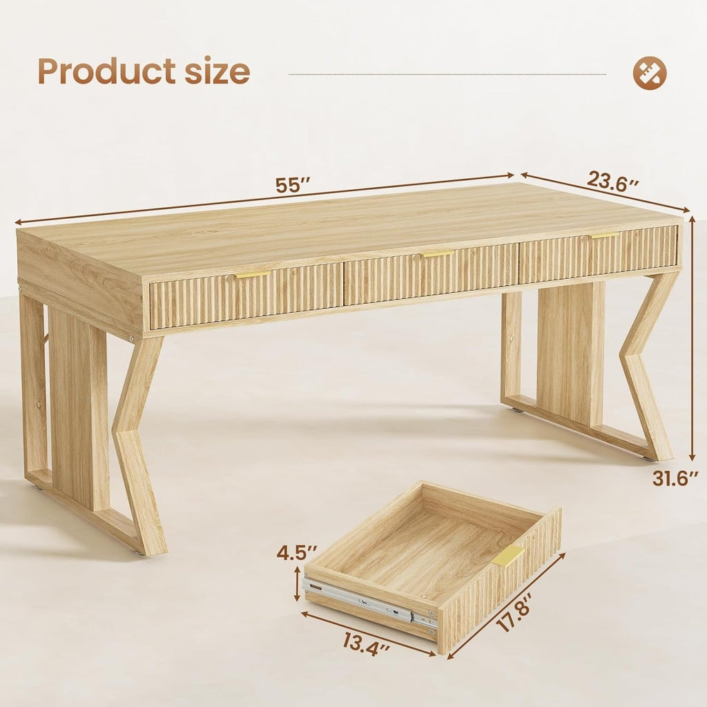 Landhaus-Schreibtisch für das Homeoffice, Aktenschublade, Monitorständer, Steckdose