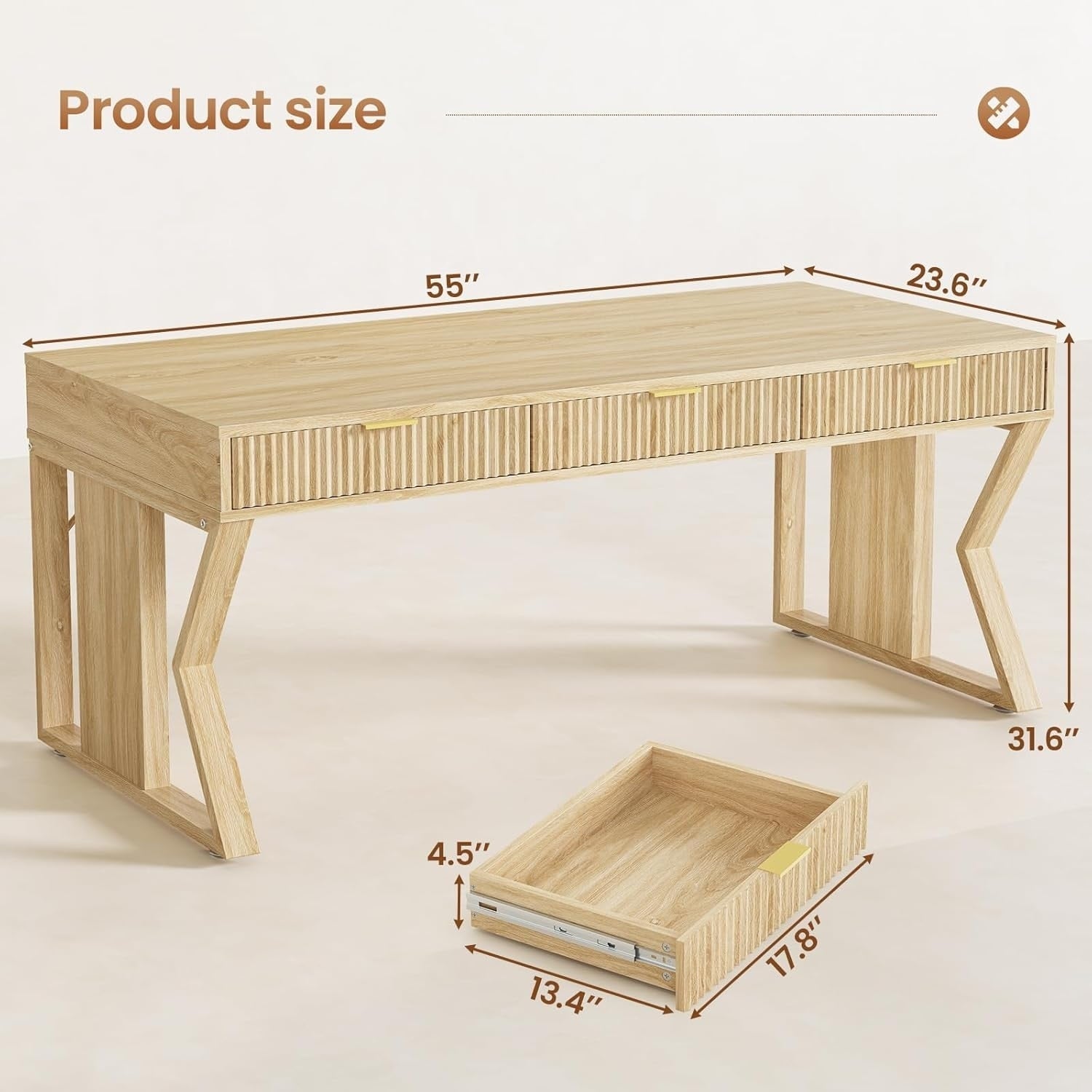 Landhaus-Schreibtisch für das Homeoffice, Aktenschublade, Monitorständer, Steckdose