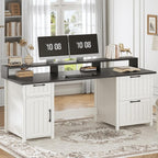 Landhaus-Schreibtisch für das Homeoffice, Aktenschublade, Monitorständer, Steckdose