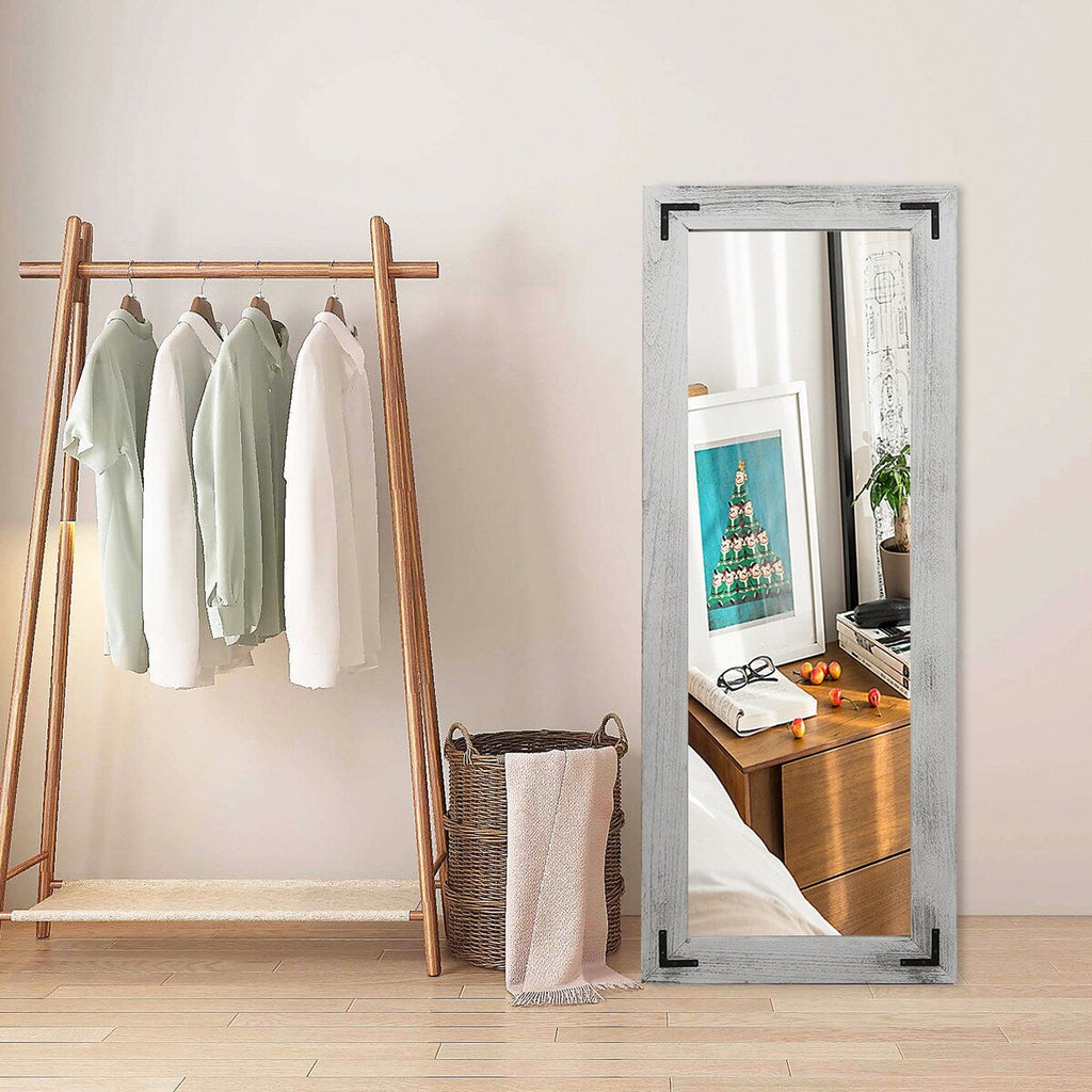 Rustikaler Ganzkörper-Standspiegel im Landhausstil mit Holzrahmen – 65 x 24