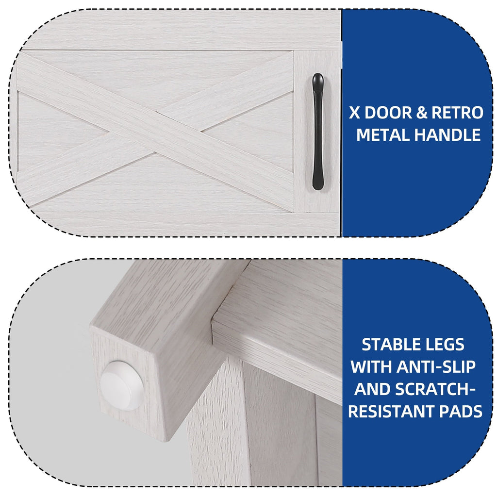 TV-Ständer im Landhausstil für Fernseher bis zu 65 Zoll mit Türen und offenen Regalen, Medienkonsole mit Steckdose