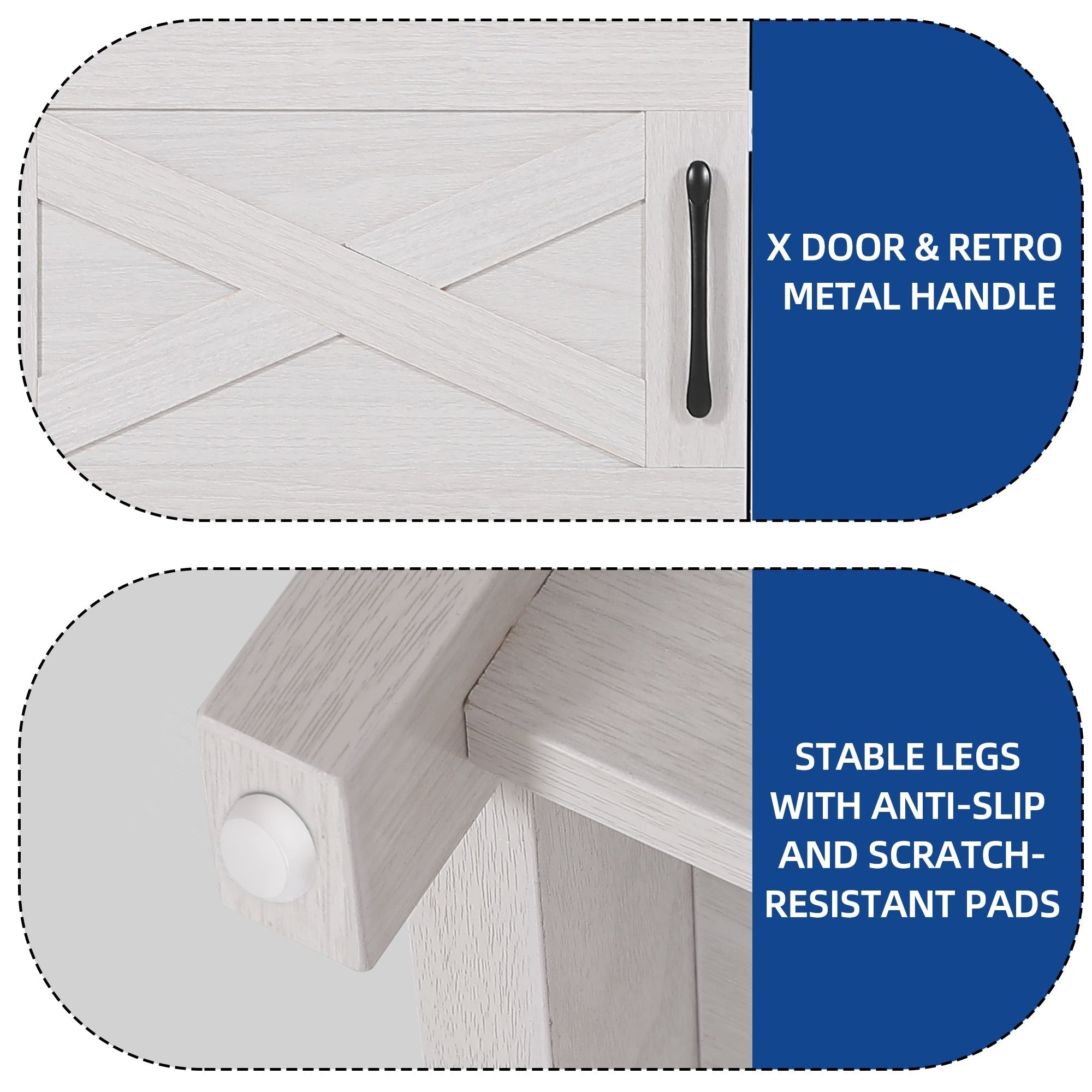 TV-Ständer im Landhausstil für Fernseher bis zu 65 Zoll mit Türen und offenen Regalen, Medienkonsole mit Steckdose