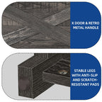 TV-Ständer im Landhausstil für Fernseher bis zu 65 Zoll mit Türen und offenen Regalen, Medienkonsole mit Steckdose