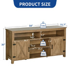 TV-Ständer im Landhausstil für Fernseher bis zu 65 Zoll mit Türen und offenen Regalen, Medienkonsole mit Steckdose