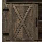 TV-Ständer im Landhausstil für Fernseher bis zu 65 Zoll mit Türen und offenen Regalen, Medienkonsole mit Steckdose