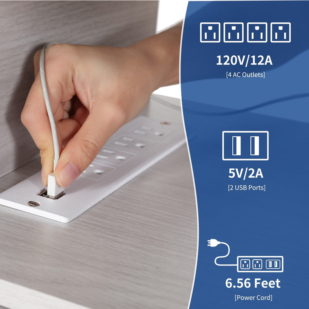 TV-Ständer im Landhausstil für Fernseher bis zu 65 Zoll mit Türen und offenen Regalen, Medienkonsole mit Steckdose