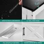 TV-Ständer im Landhausstil für Fernseher bis zu 65 Zoll mit Türen und offenen Regalen, Medienkonsole mit Steckdose