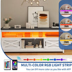 TV-Ständer im Landhausstil für Fernseher bis zu 65 Zoll mit Türen und offenen Regalen, Medienkonsole mit Steckdose