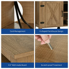 TV-Ständer im Landhausstil für Fernseher bis zu 65 Zoll mit Türen und offenen Regalen, Medienkonsole mit Steckdose