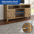 TV-Ständer im Landhausstil für Fernseher bis zu 65 Zoll mit Türen und offenen Regalen, Medienkonsole mit Steckdose