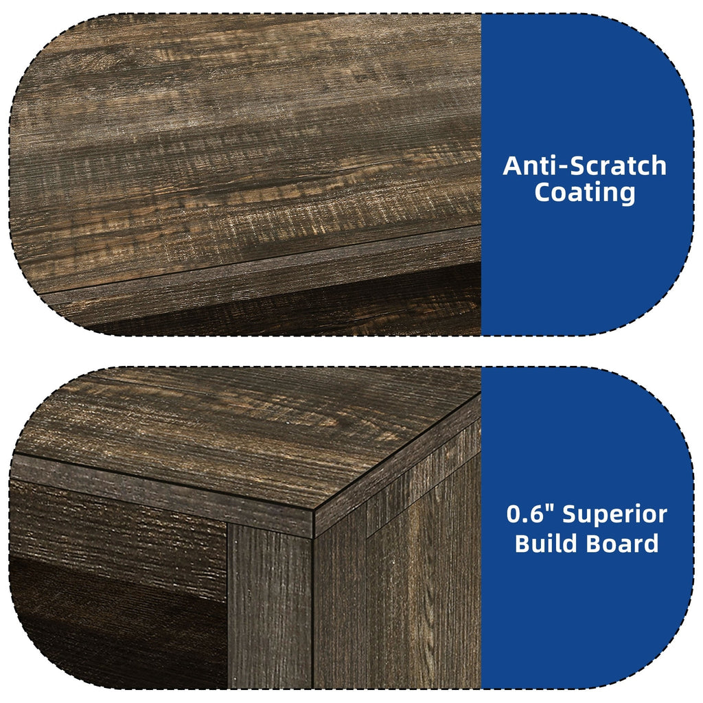 TV-Ständer im Landhausstil für Fernseher bis zu 65 Zoll mit Türen und offenen Regalen, Medienkonsole mit Steckdose