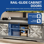 TV-Ständer im Landhausstil für Fernseher bis zu 65 Zoll mit Türen und offenen Regalen, Medienkonsole mit Steckdose