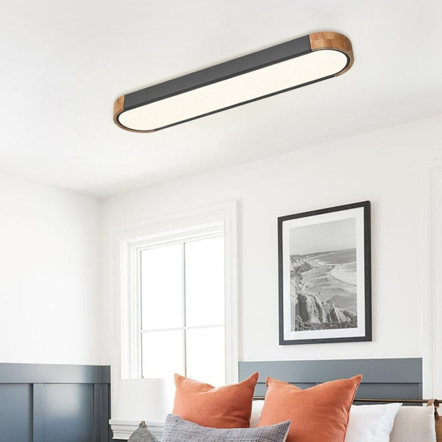 Langovale, dimmbare LED-Deckenleuchte im Landhausstil aus Holz – 37 Zoll, 3000 K/6000 K