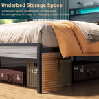 Landhaus-Holzplattformbettgestell mit Ladestation und LED-Beleuchtung