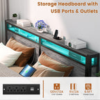 Landhaus-Holzplattformbettgestell mit Ladestation und LED-Beleuchtung