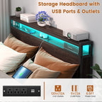 Landhaus-Holzplattformbettgestell mit Ladestation und LED-Beleuchtung