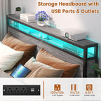 Landhaus-Holzplattformbettgestell mit Ladestation und LED-Beleuchtung