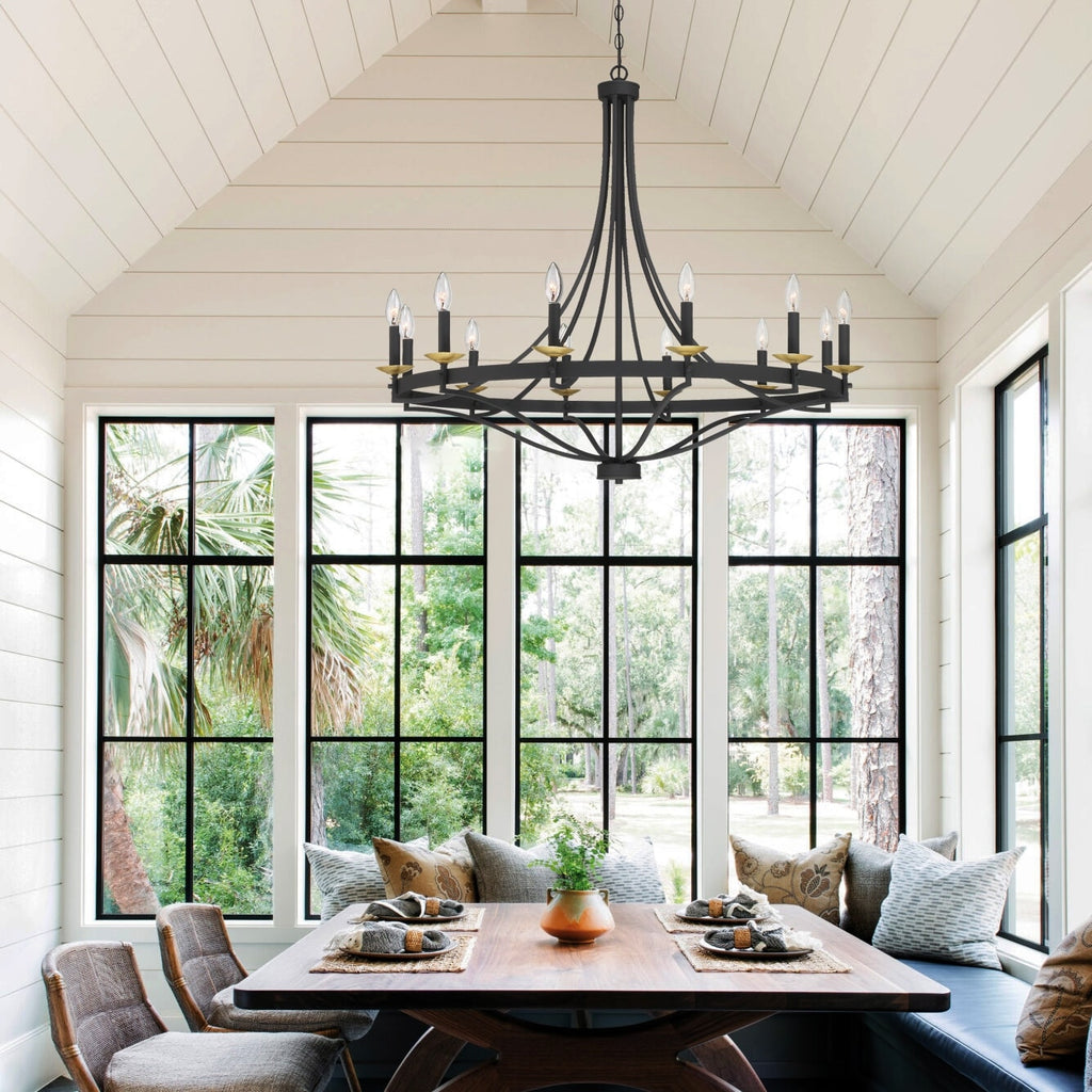 Fidenza 12-flammiger Kronleuchter im modernen Landhausstil mit Wagenrad-Design und UL-Zertifizierung – D40'' * H135''