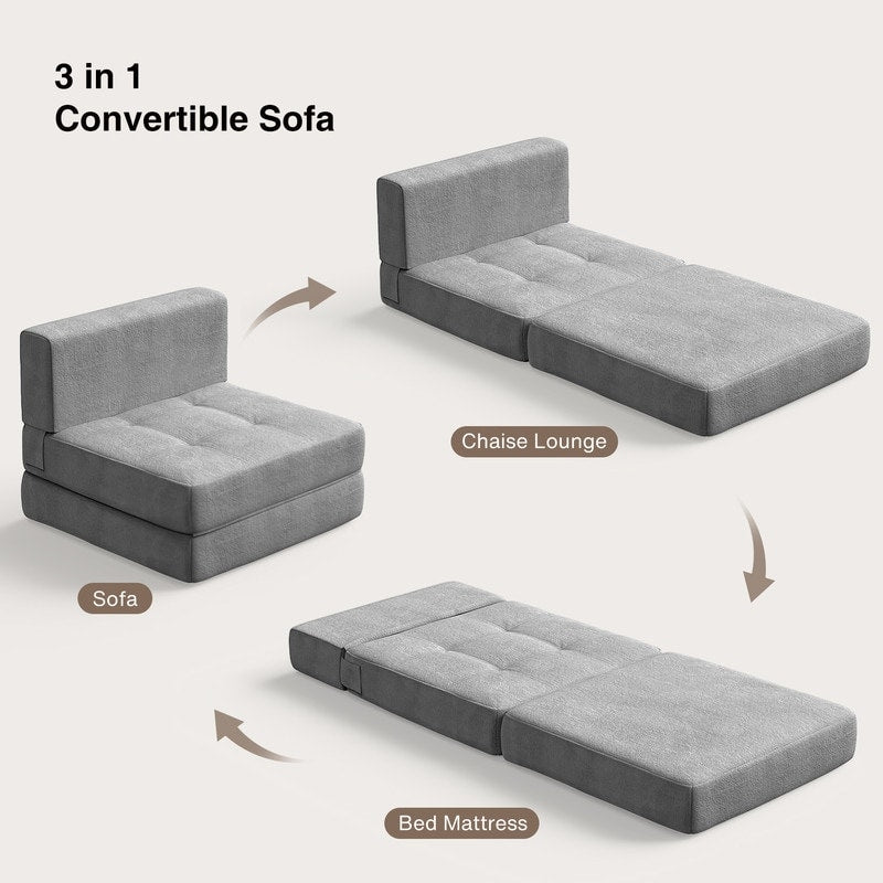 3-in-1-Verwandlungssessel: Klappstuhl, ausklappbare Liege und Schlaffunktion