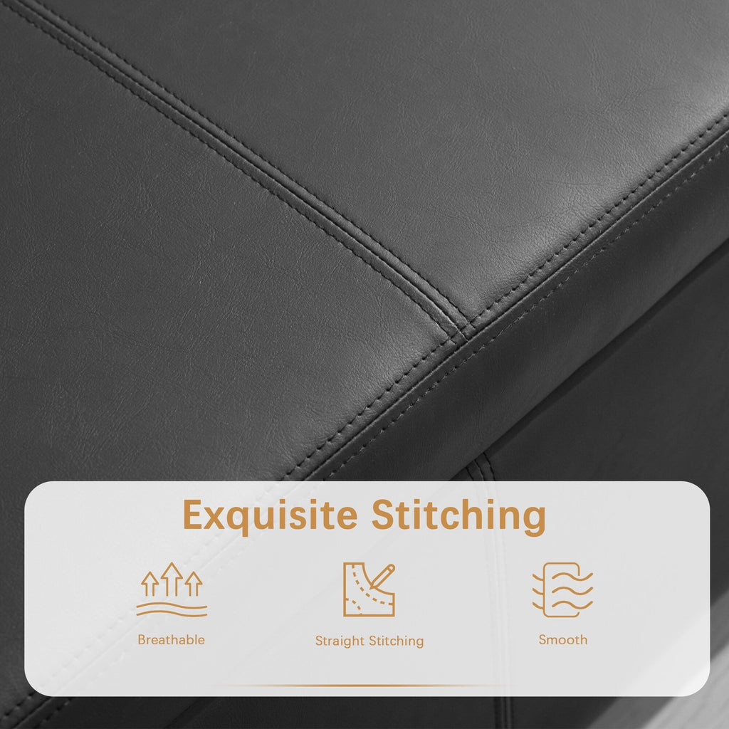 Gepolsterter, rechteckiger Aufbewahrungshocker (50,3 x 17,5 x 18 cm) – Kunstleder