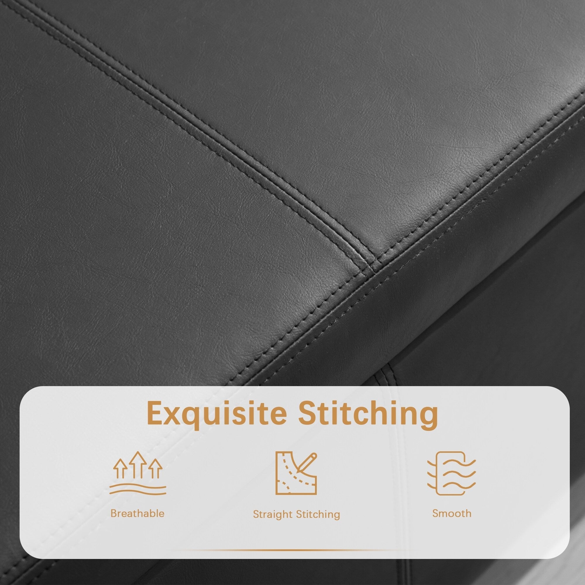 Gepolsterter, rechteckiger Aufbewahrungshocker (50,3 x 17,5 x 18 cm) – Kunstleder