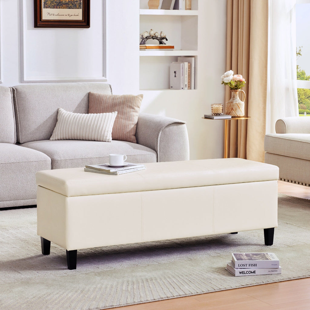 Gepolsterter, rechteckiger Aufbewahrungshocker (50,3 x 17,5 x 18 cm) – Kunstleder